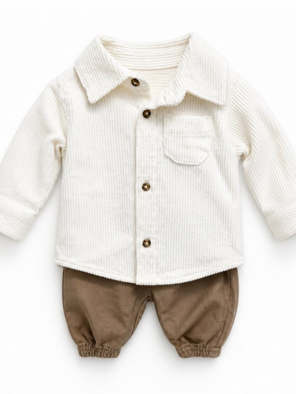 NWT Carter’s Baby Boy 2 Piece Outfit Set Newborn Corduroy Shirt & Pants Neutral